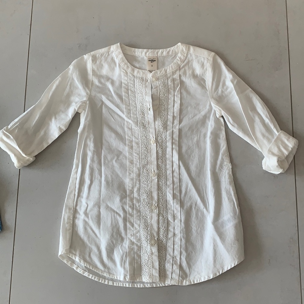 White Button Down Top with Pattern